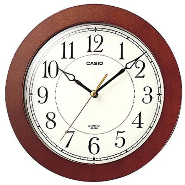 【CASIO 卡西歐】木紋質感圓形掛鐘(IQ-126-5)