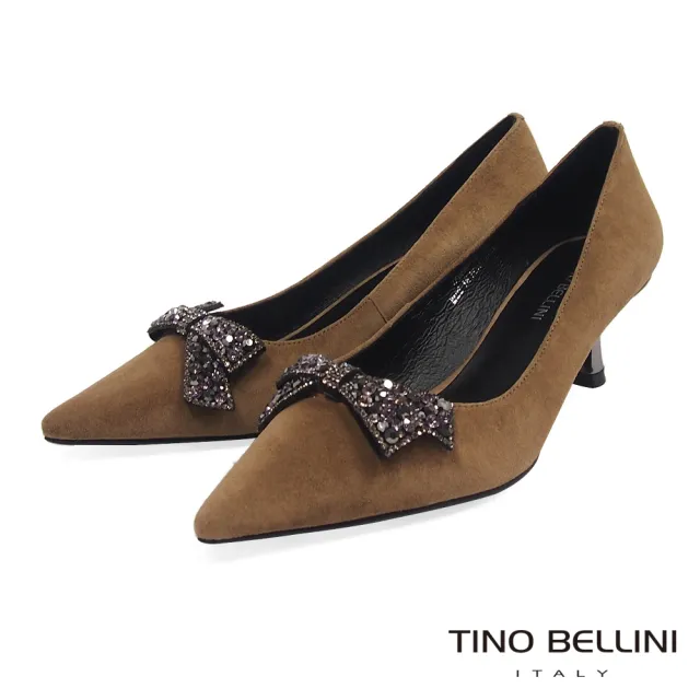 Tino Bellini 貝里尼 綺麗鑽飾蝴蝶結酒杯跟鞋tf8586 深駝 Momo購物網
