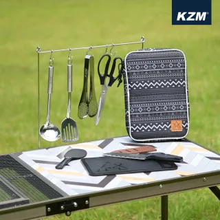 【KAZMI】KZM彩繪民族風廚房用具8件組-黑色