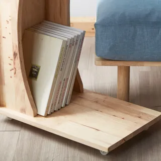 【hoi! 好好生活】實木簡約自然木紋可移動收納置物沙發邊几