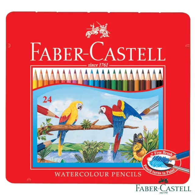 Faber Castell 紅色系水性色鉛筆24色 精緻鐵盒 Momo購物網