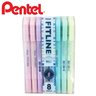 【Pentel 飛龍】FITLINE 雙頭螢光筆 粉彩8色組