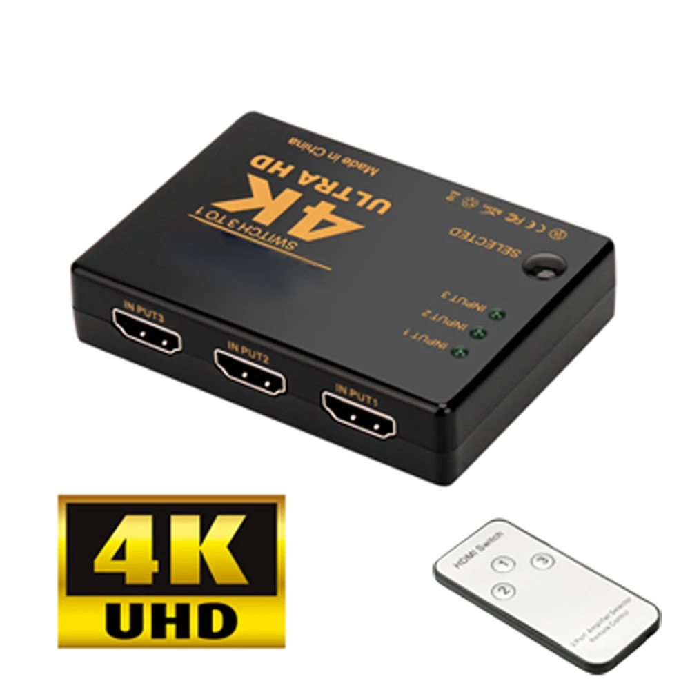 4K2K 高畫質HDMI 3進1出遙控切換器 螢幕切換 機上盒切換