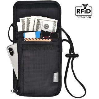 RFID掛頸防搶包 防掃描卡片側錄 隨身隱形防盜包斜背包 護照包證件夾 旅行旅遊收納包護照夾