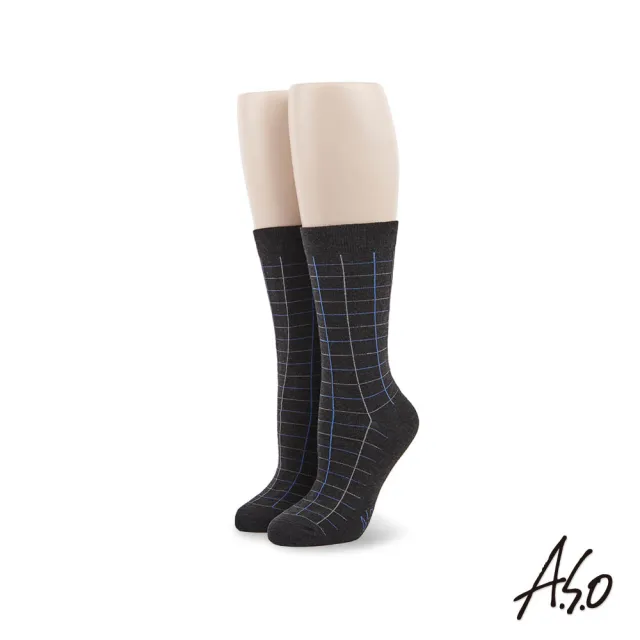 【A.S.O 阿瘦集團】新科技竹炭系列方格紳士襪(深灰)