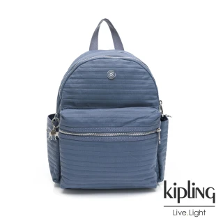 【KIPLING】沉穩知性藍灰色實用拉鍊後背包-SORDA