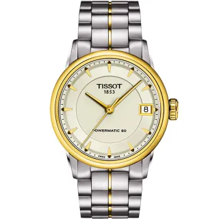 【TISSOT 天梭】T-Classic Luxury 機械腕錶-銀/半金(T0862072226100)