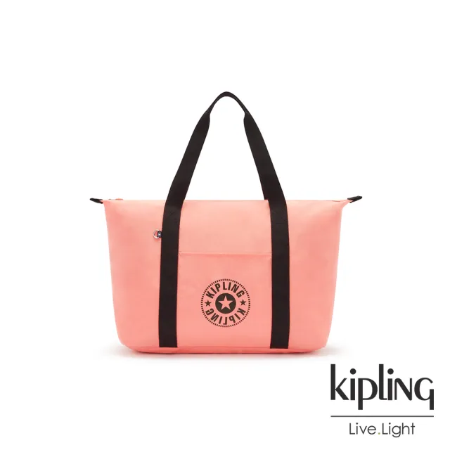 【KIPLING】甜美珊瑚粉簡約手提肩背托特包-ART