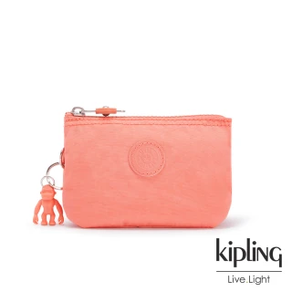 【KIPLING】俏皮珊瑚橘三夾層配件包-CREATIVITY S