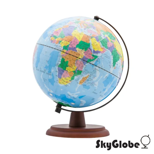 【SkyGlobe】10吋行政藍色海洋木質底座地球儀(附燈/中英文對照)