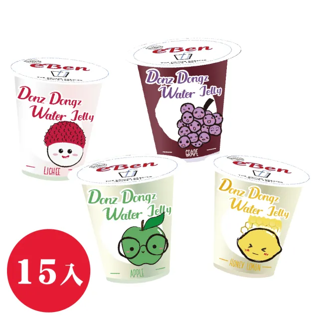 【E-BEN 一本】Donz Dongz蒟蒻果凍凍飲-15杯(葡萄/荔枝/蘋果/蜂蜜檸檬)