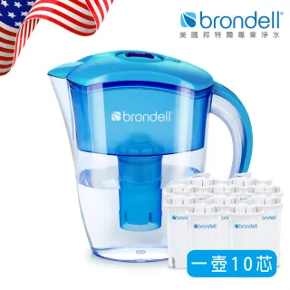 【Brondell】美國邦特爾極淨藍濾水壺+10入芯