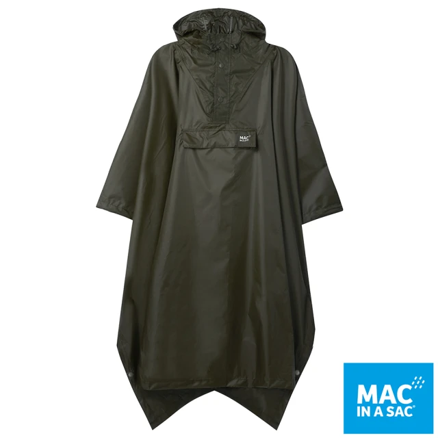 【MAC IN A SAC】中性款輕巧袋著走快穿斗篷式成人雨衣(MNS041墨綠/輕量/收納體積小/遮雨/攜帶方便)