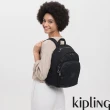 【KIPLING】極致低調黑上方拉鍊後背包-DELIA