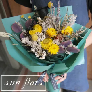 【ann flora】黃紫色系乾燥畢業花束(主要為各式乾燥花)