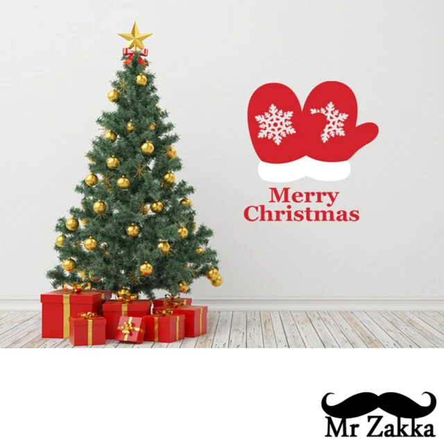 【Mr.Zakka】歡慶聖誕節 創意風格DIY可移式壁貼(雪花手套)
