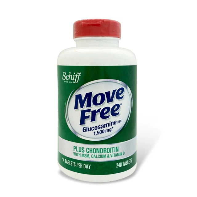 【Move Free 益節】葡萄糖胺+軟骨素+MSM+維生素D+鈣錠(240錠/瓶)