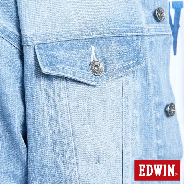 【EDWIN】男裝 經典 落肩牛仔外套(重漂藍)