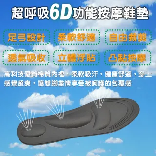 【輕鬆大師】6D釋壓高科技棉按摩鞋墊(男用黑色*7雙)