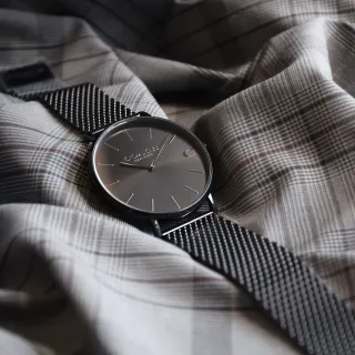 【COACH】紳士黑色系圓框 米蘭錶帶 手錶 腕錶 年中慶(CO14602148)