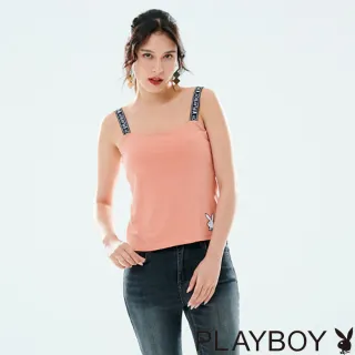 【PLAYBOY】logo肩帶braT恤(粉橘色)