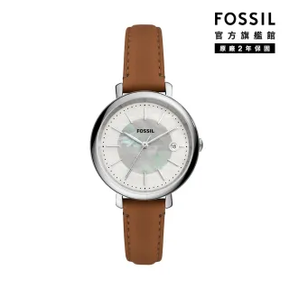 【FOSSIL】Jacqueline 雙圈經典簡約女錶 咖啡色真皮錶帶 36MM ES5090