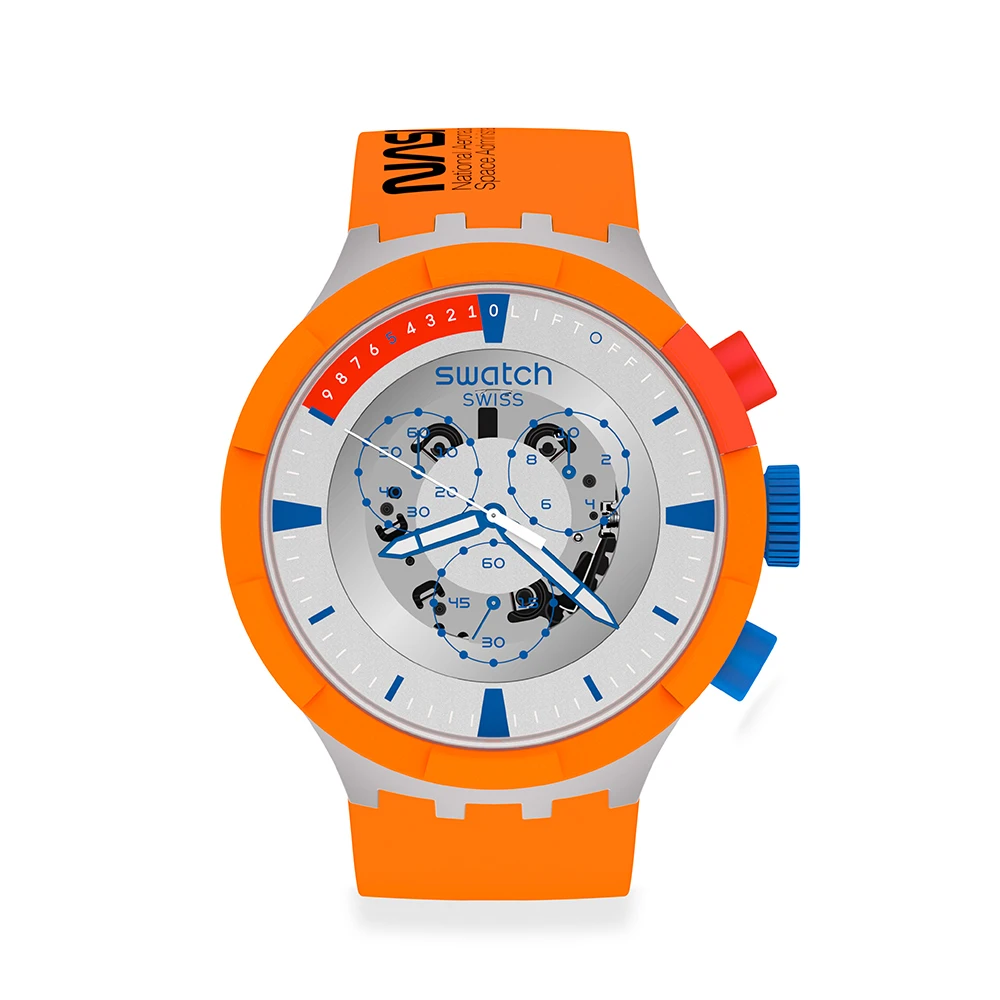 【SWATCH】NASA限定聯名款 BIG BOLD系列手錶LAUNCH 橙色風暴(47mm)