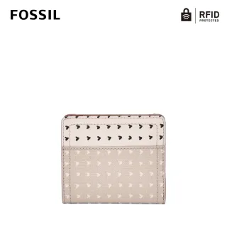 【FOSSIL】Logan RFID 迷你短夾-杏色愛心斑點 SL7826745