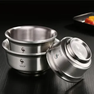 【PUSH!】廚房用品雙層隔熱304不鏽鋼加深防滑碗雙層湯碗防燙碗(16公分E133)