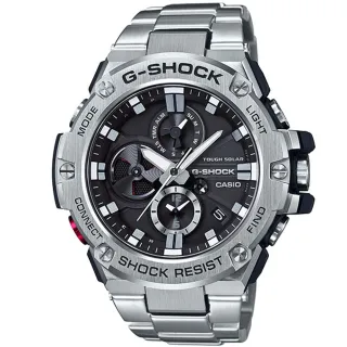 【CASIO 卡西歐】G-SHOCK 絕對磅礡三針三眼藍芽不鏽鋼錶(GST-B100D-1A)
