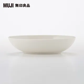 【MUJI 無印良品】米白瓷橢圓盤/小