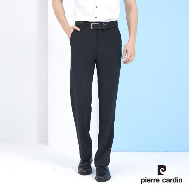 【pierre cardin 皮爾卡登】男裝 暗條紋平口西裝褲-丈青色(5217842-39)