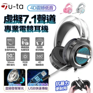 【u-ta】虛擬7.1聲道專業電競USB耳機/耳麥A8(電競必備耳麥@)