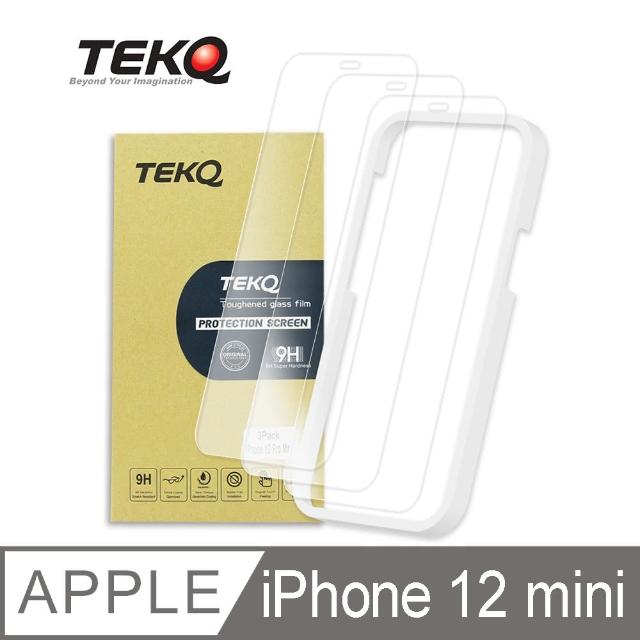 【TEKQ】iPhone 12 mini 9H鋼化玻璃 螢幕保護貼 3入 附貼膜神器