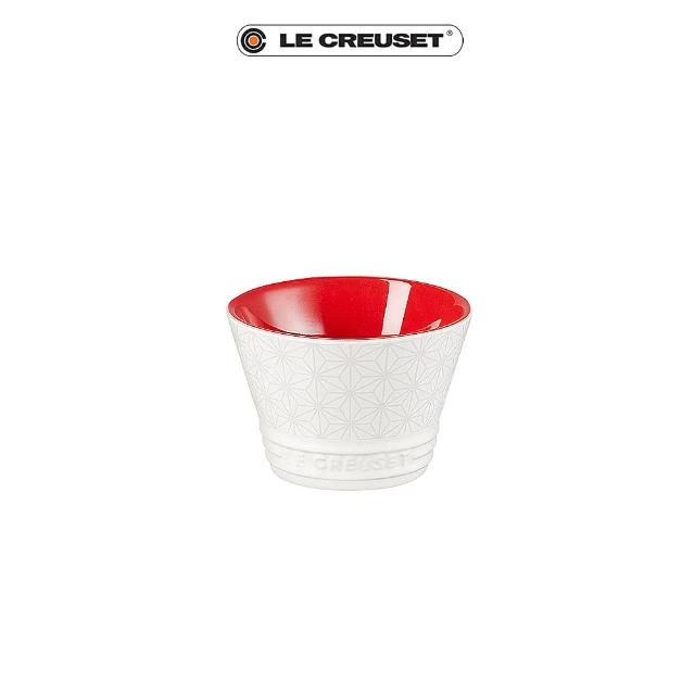 【Le Creuset】瓷器新采和風日式圖騰飯碗150m(櫻桃紅)