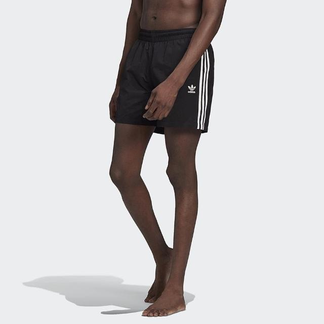【adidas 愛迪達】短褲 男款 運動 慢跑 訓練 3-STRIPE SWIMS 黑 GN3523 國際尺寸