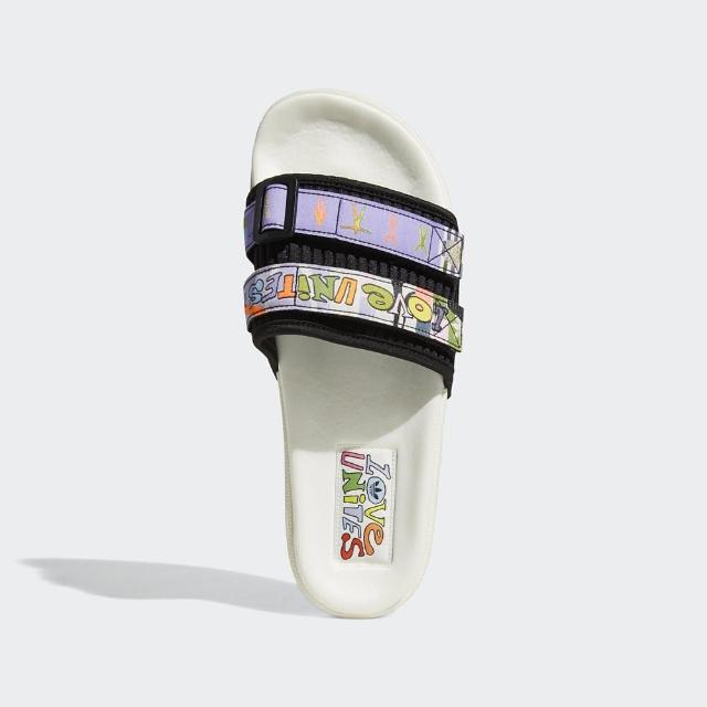 【adidas 愛迪達】拖鞋 女款 運動 三葉草 ADILETTE SANDAL 2.0 PRIDE 白黑紫 GW2411