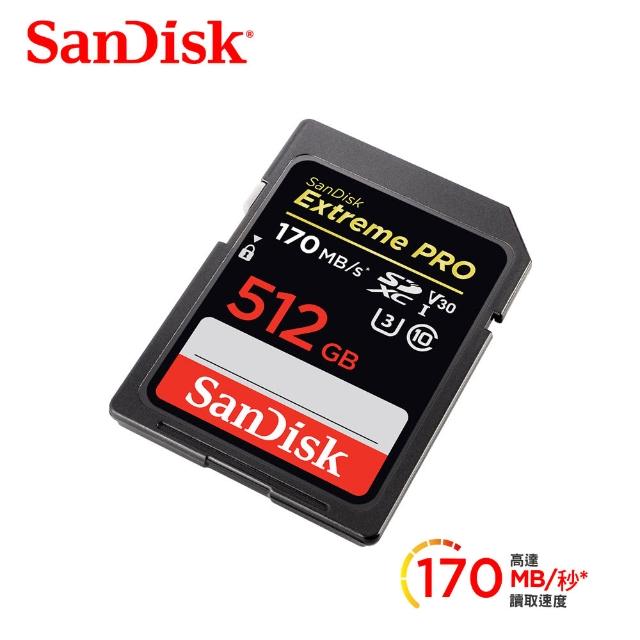 【SanDisk 晟碟】Extreme Pro 512G SDXC UHS-I記憶卡讀170MB 寫90MB(公司貨)