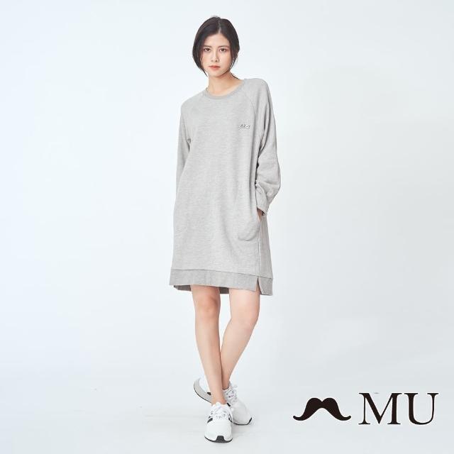 【maru.a】MU 顯瘦休閒前短後長洋裝(中灰)