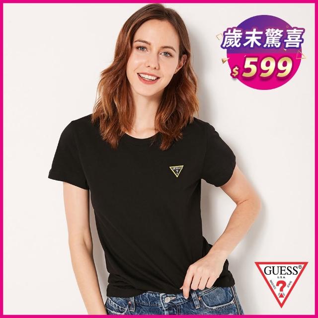 GUESS【GUESS】女裝-刺繡小LOGO短T-黑(YJ2K9412KBLK)