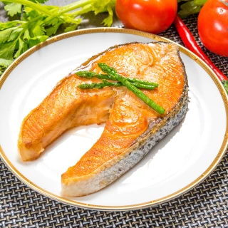 【鮮綠生活-送剖半鮭魚頭】超厚智利鮭魚切片(330g±10%/片 共10片)