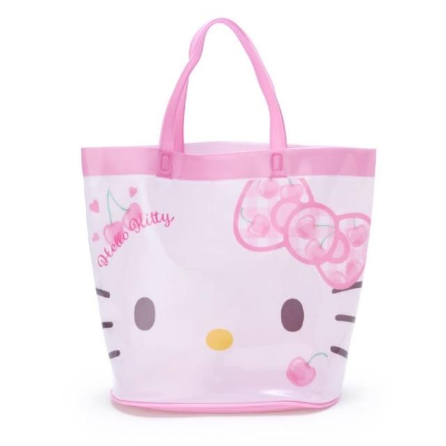 【小禮堂】Hello Kitty 透明海灘袋 水桶提袋 游泳袋 泳具袋 防水袋 《粉 2021炎夏企劃》