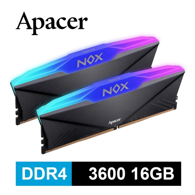 【Apacer 宇瞻】NOX RGB DDR4-3600 16GB 桌上型RGB發光電競記憶體(8GBx2)