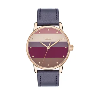 【COACH】簡約漸層莫蘭迪紫色系coach logo皮革錶帶時尚腕錶(14503581)
