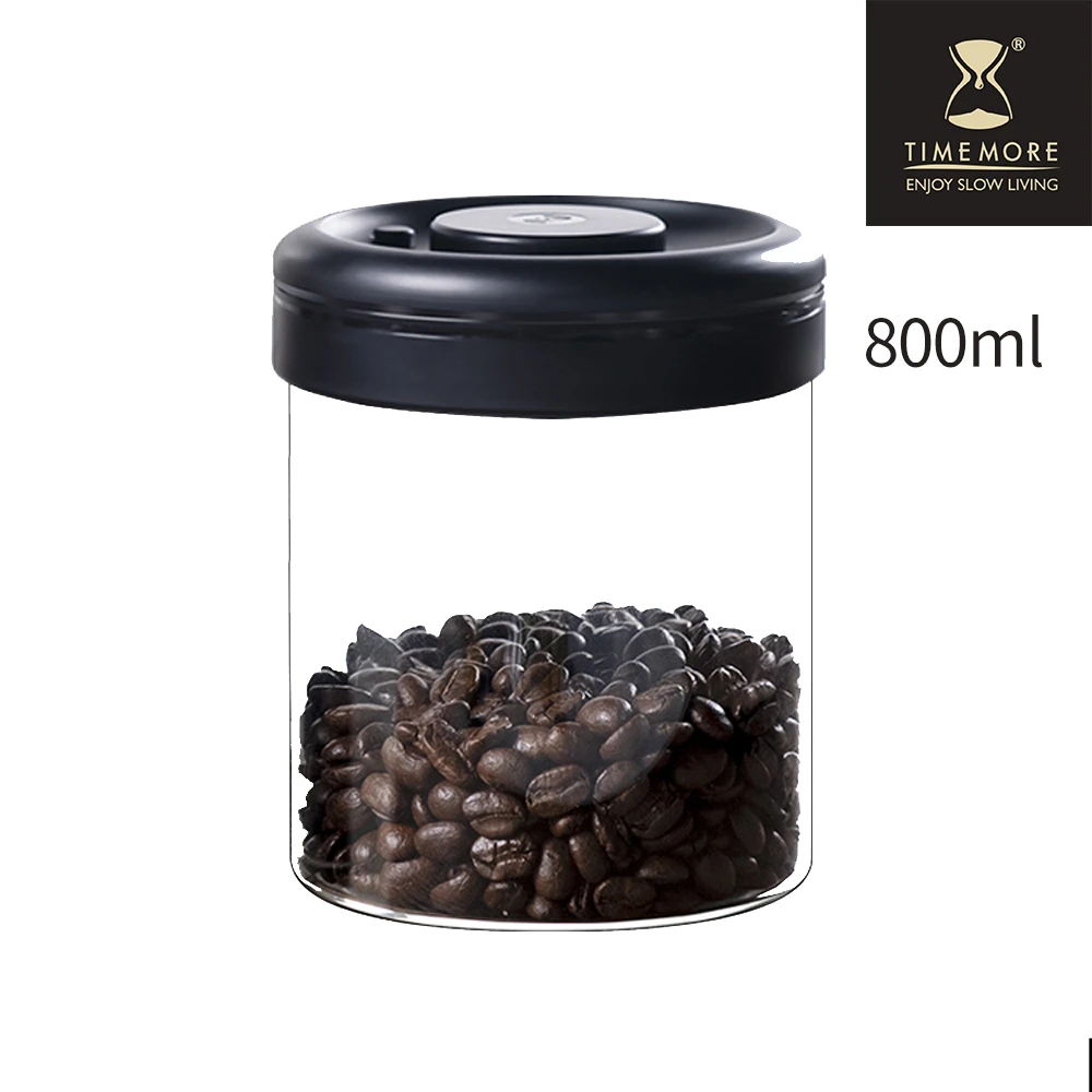 【TIMEMORE 泰摩】真空保鮮玻璃密封罐-0.8L-黑(高CP值選擇)