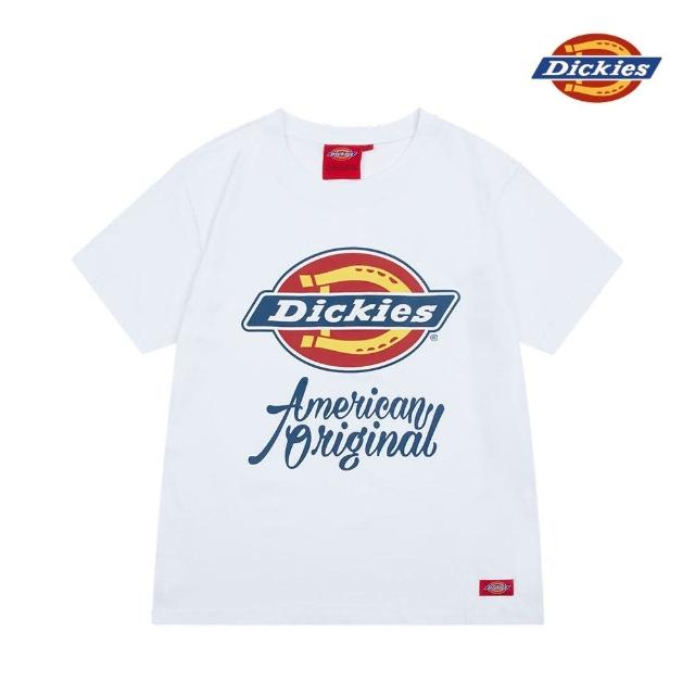 Dickies【Dickies】Dickies女款白色針織純棉Logo印花短袖T恤｜DK007386C4D