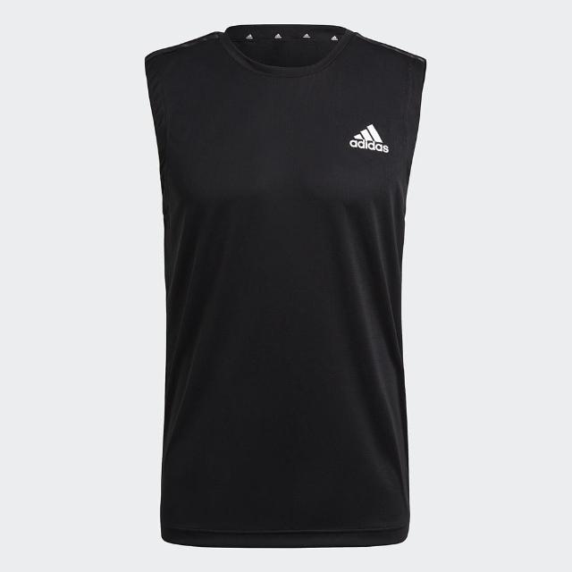 adidas 愛迪達【adidas 愛迪達】上衣 男款 運動 健身 慢跑 無袖上衣 AEROREADY 黑 GM2130