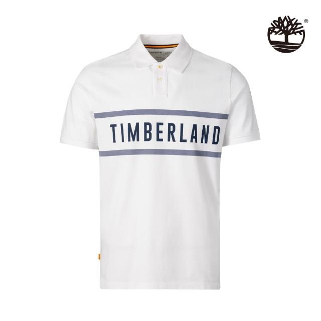 【Timberland】男款白色Pique有機棉Polo衫(A43K2100)