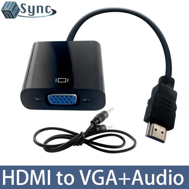 【UniSync】HDMI轉VGA/3.5mm高畫質1080P影像轉接器