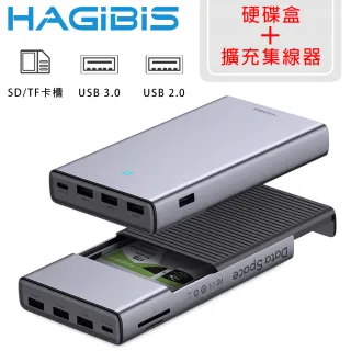 【HAGiBiS海備思】二合一Type-C鋁合金硬碟盒/USB/SD卡擴充器